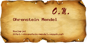 Ohrenstein Mendel névjegykártya
